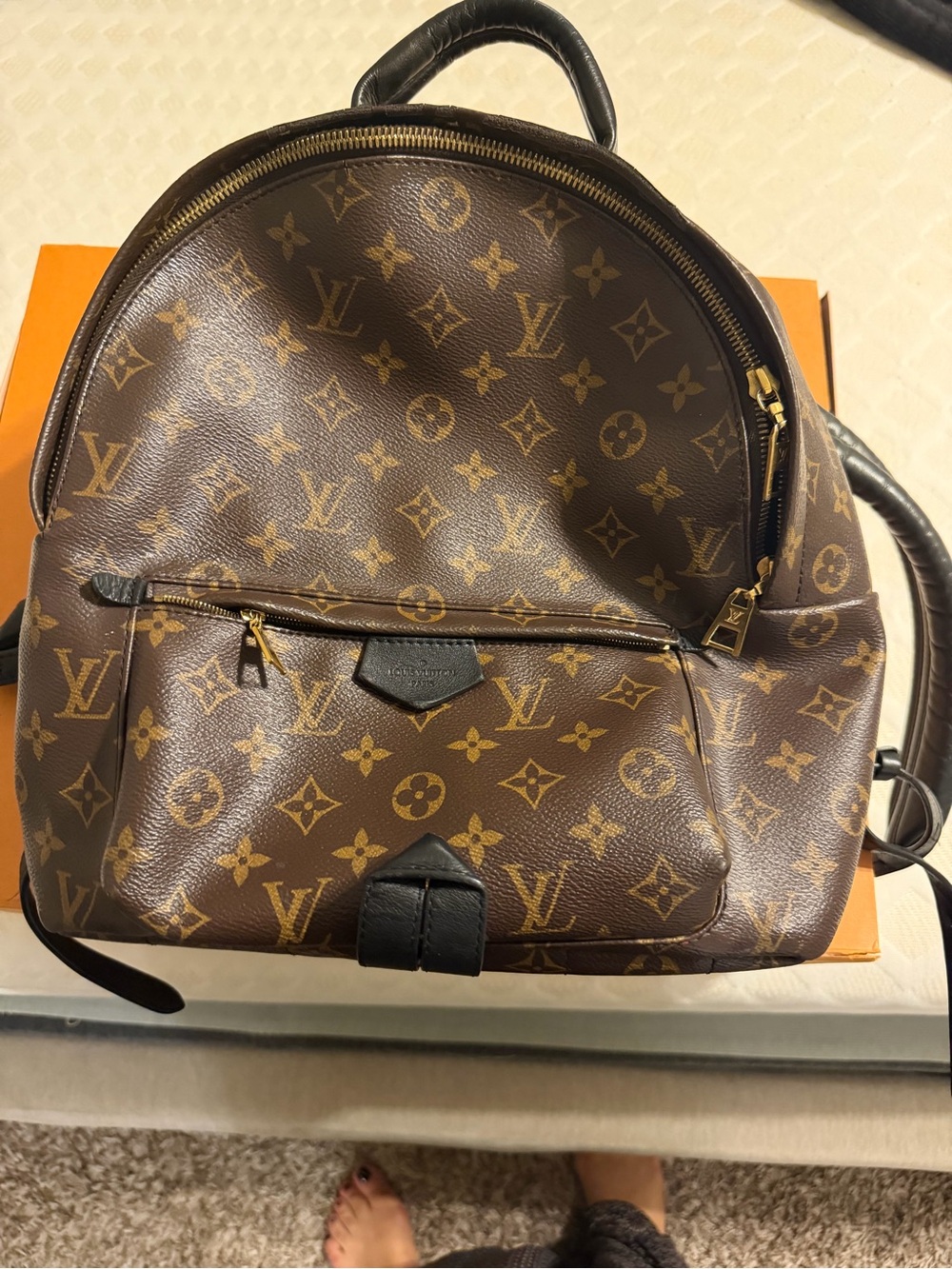 Louis Vuitton Brown Monogram Canvas Backpack with Gold Hardware